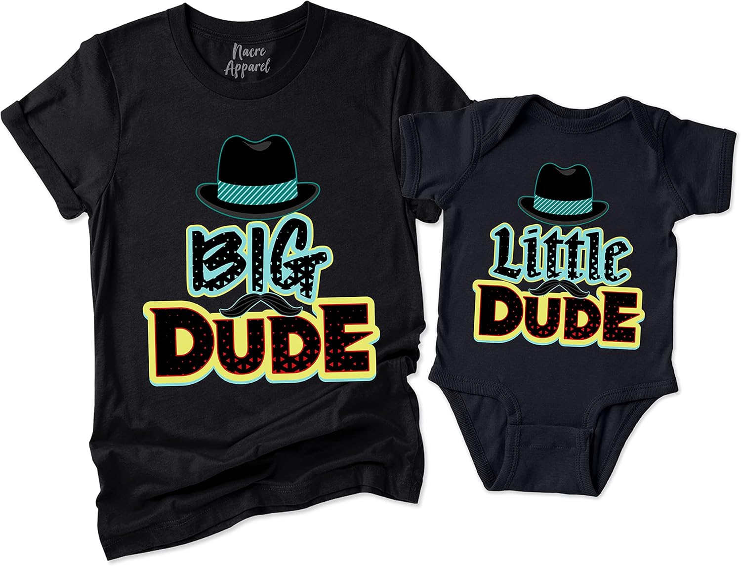 NACRE APPAREL Big Dude Little Dude Matching Dad and Me Best Friend Father's Day Father and Son