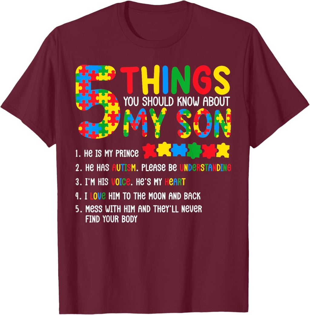 Autism Awareness Shirt 5 Things You Should Know About My Son
