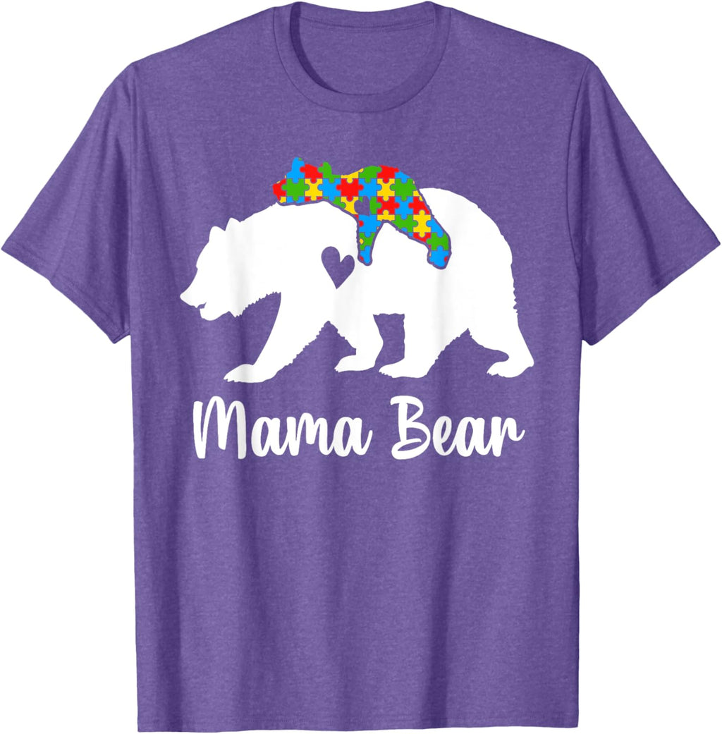 Mama Bear Love Support Autism Awareness Bear Family