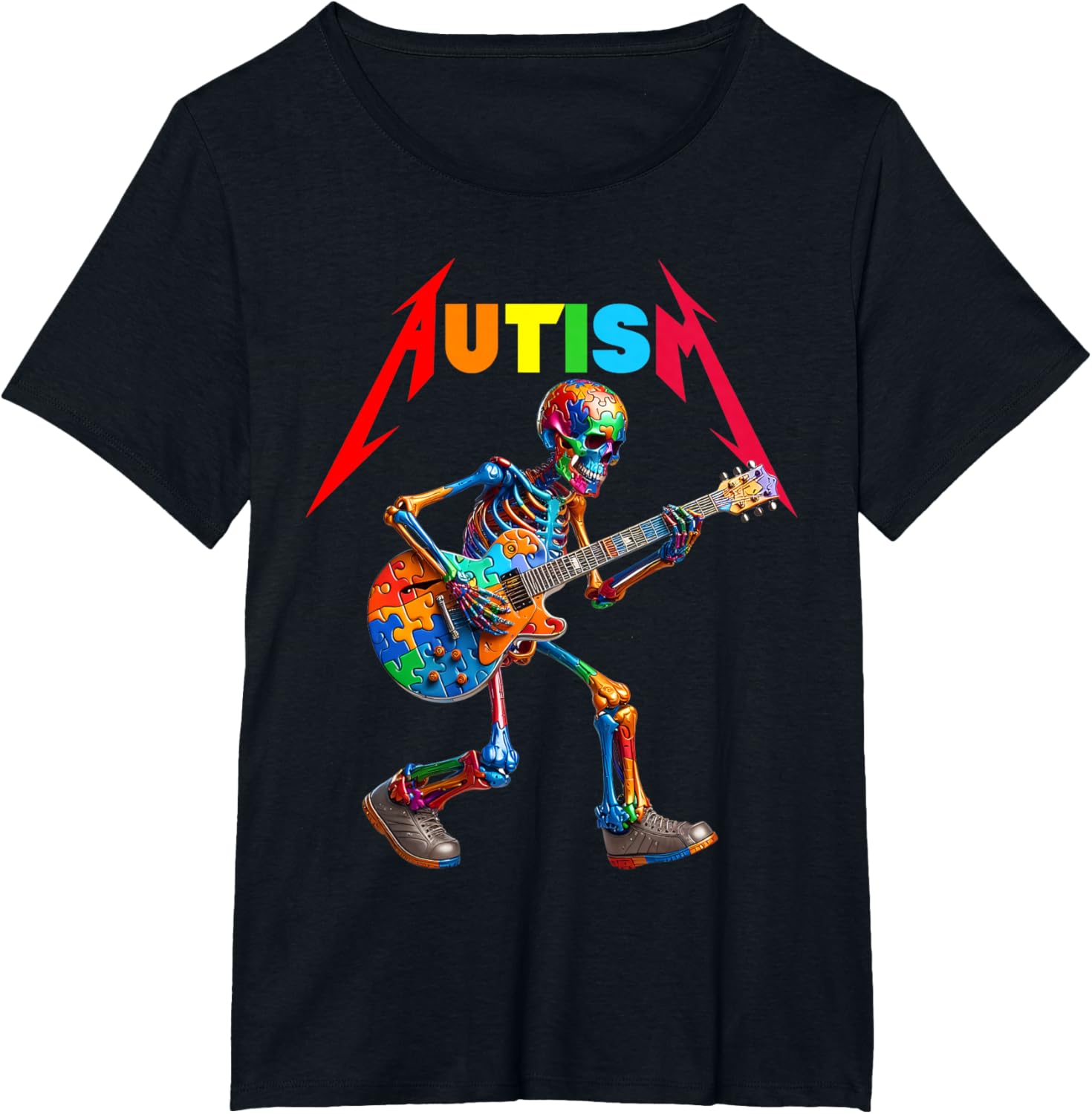 Autism Skeleton Guitar Rock Puzzle Music Autism Awareness