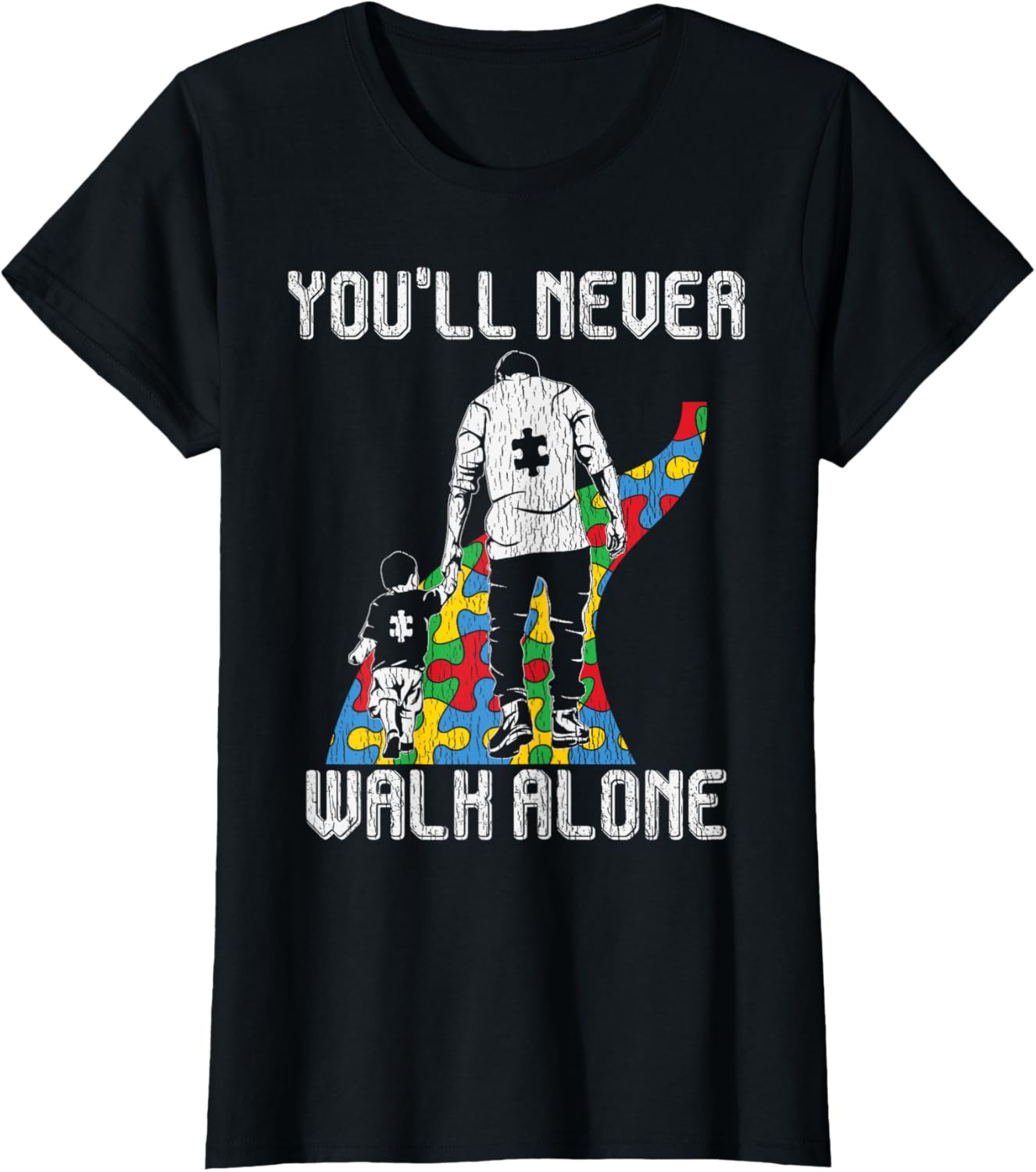 Vintage Father Son Family Autistic Kids Autism Awareness Dad