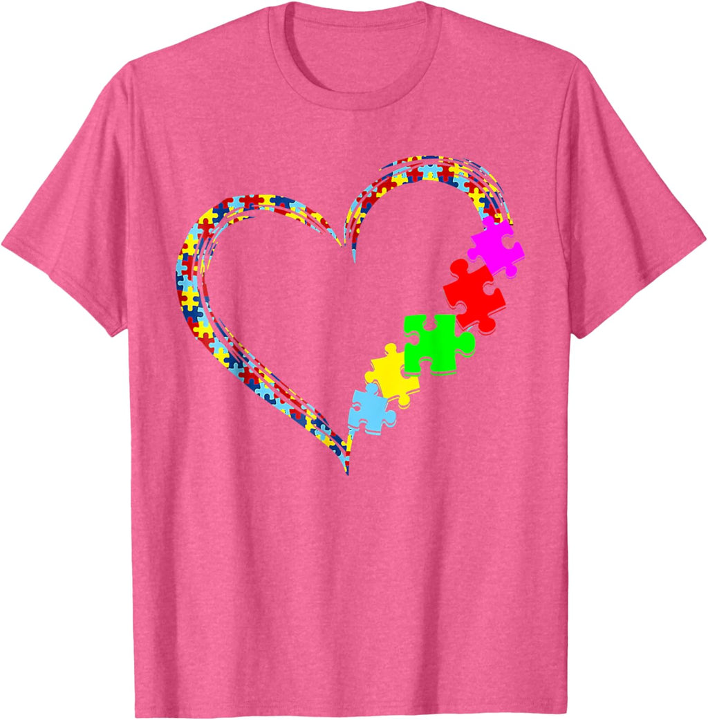 Autism Awareness Love Heart Puzzle Piece Gift Men Women