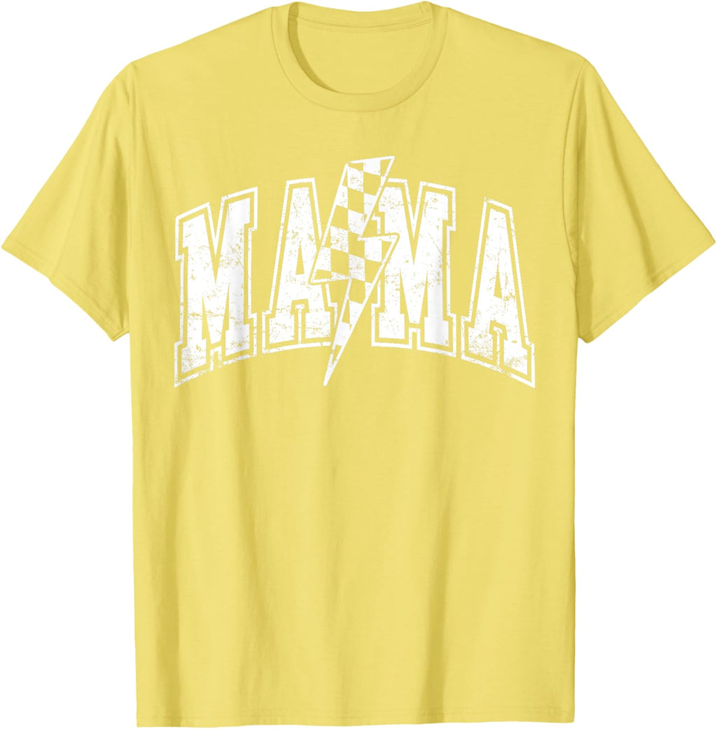 Mama Lightning Bolt Checkered Varsity Mom Women Mother's Day Mother Shirt