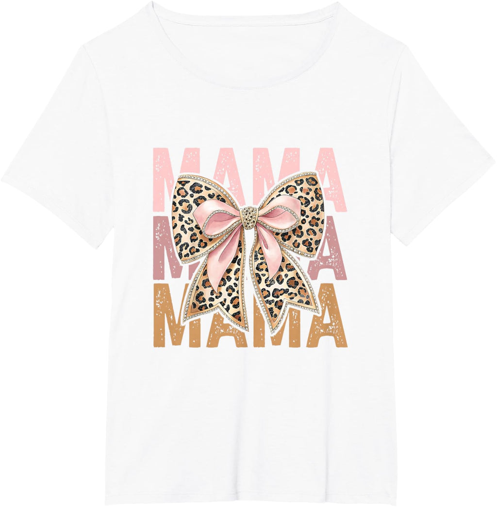 Retro Leopard Mama,Cute Mom Retro Coquette Bow Mother's Day