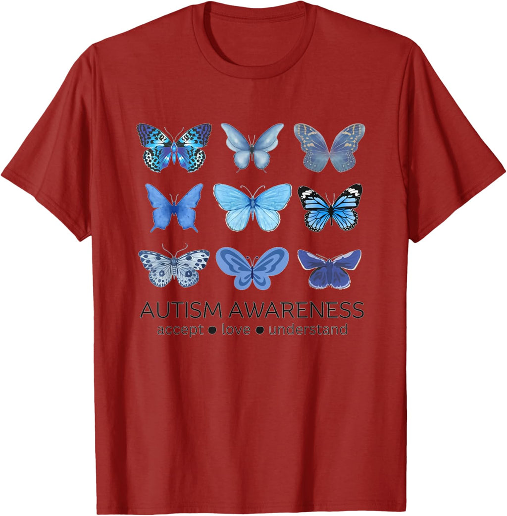 Women In April We Wear Blue Butterfly Autism Mental Health