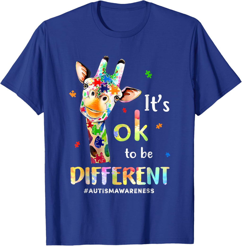 Autism Awareness Cute Giraffe Animal Its Ok To Be Different