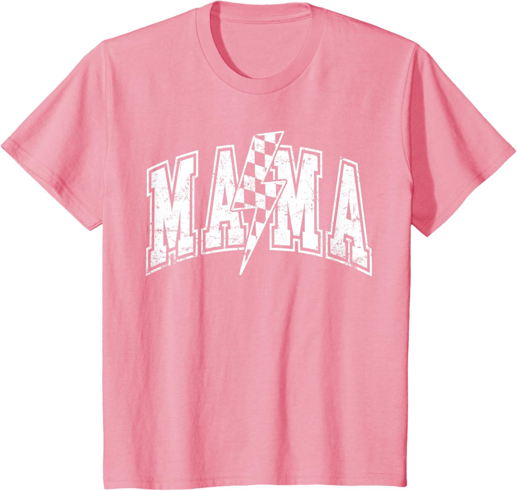 Mama Lightning Bolt Checkered Varsity Mom Women Mother's Day Mother Shirt