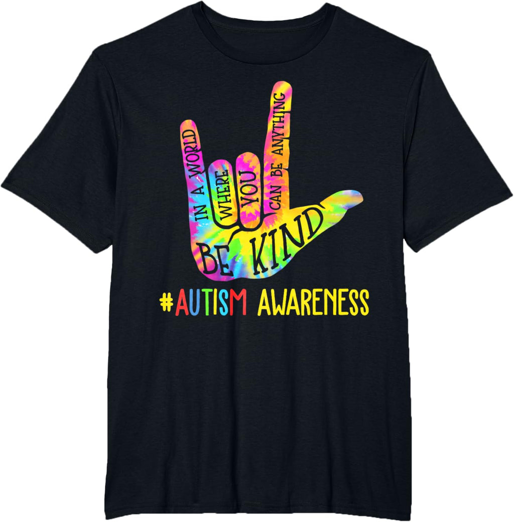 Be Kind ASL Love Sign Language Hand Autism Awareness Tie Dye