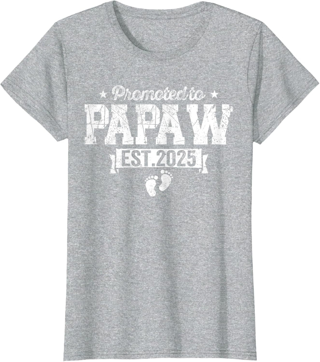 Retro Promoted To Papaw 2025 New Papaw First Father's Day T-Shirt, Small, Black