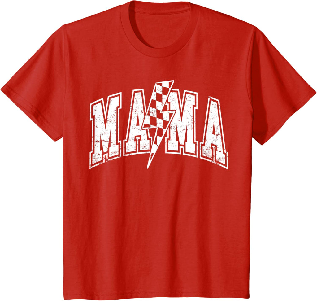 Mama Lightning Bolt Checkered Varsity Mom Women Mother's Day Mother Shirt