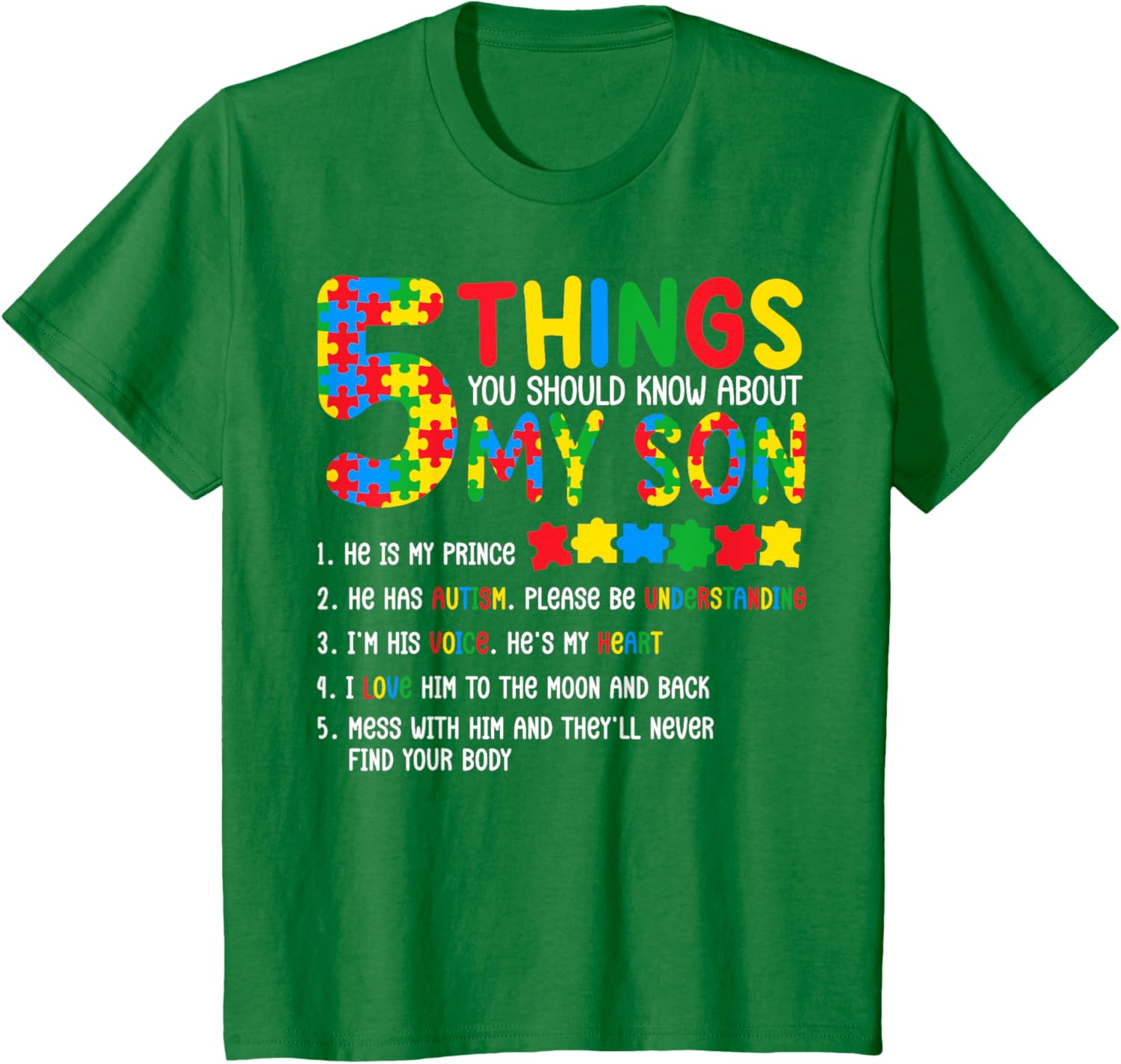 Autism Awareness Shirt 5 Things You Should Know About My Son