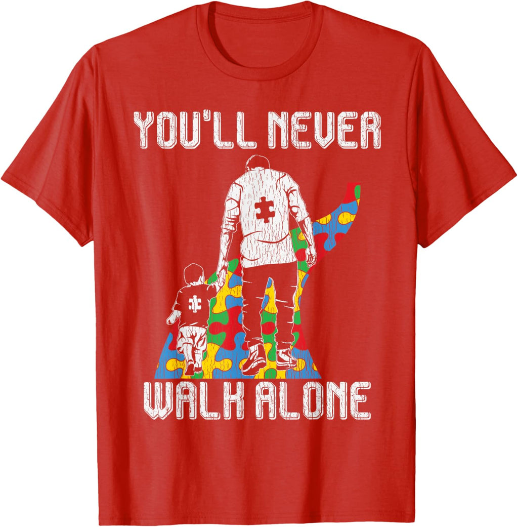 Vintage Father Son Family Autistic Kids Autism Awareness Dad