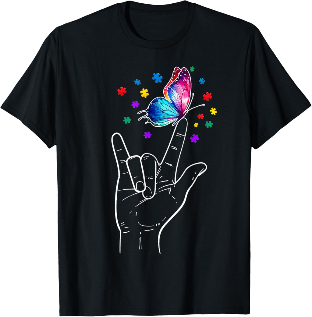 I Love You Hand Sign Language Butterfly Autism Awareness