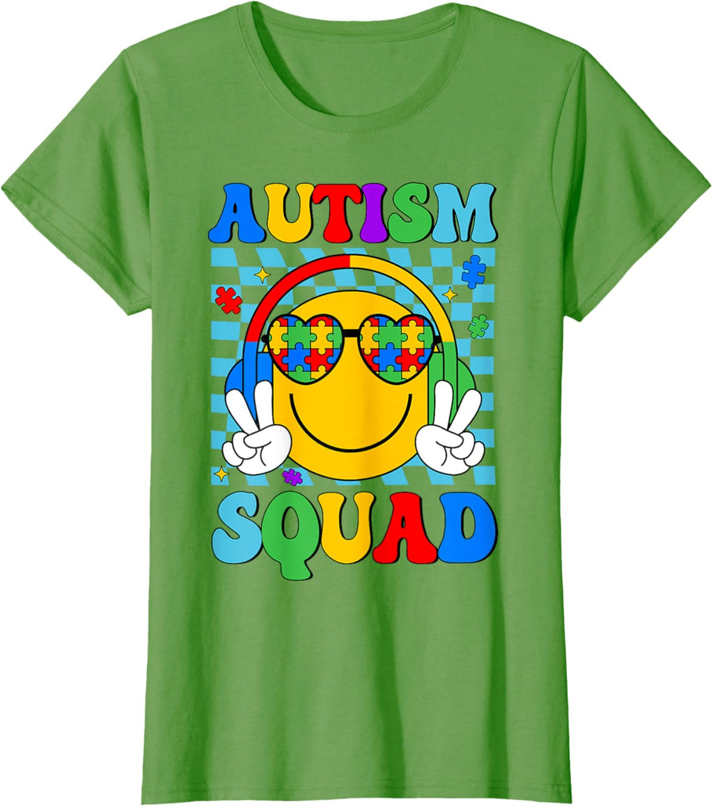 Autism Awareness Autism Squad Support Smile Face Women Men