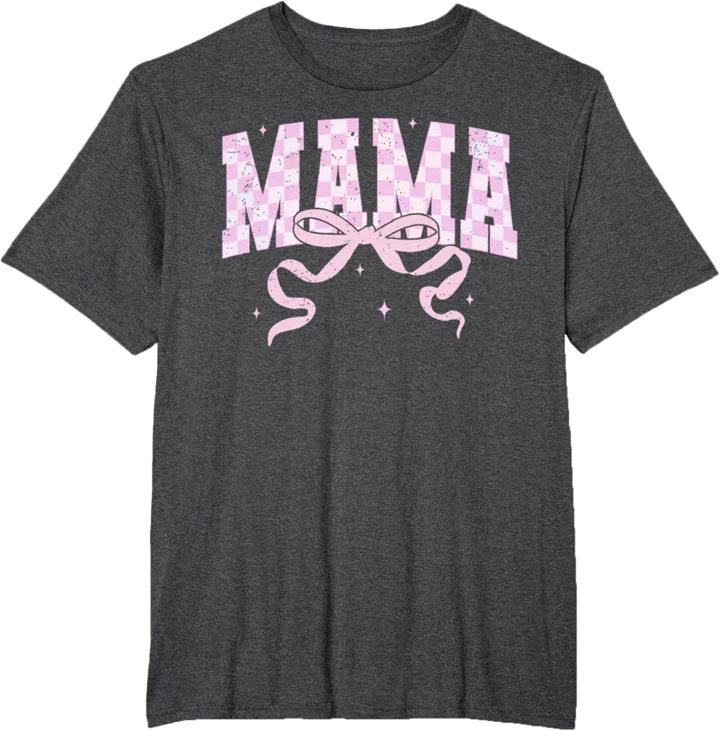 Retro Checkered Mama Coquette Mother's Day Pink Bow