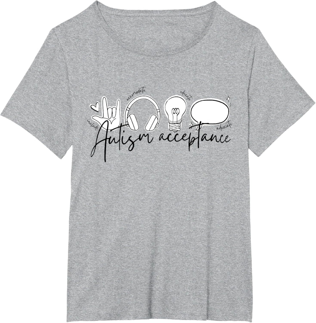 Autism Awareness Acceptance Shirt Support Mom Women Kid