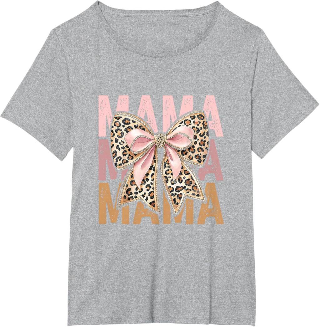 Retro Leopard Mama,Cute Mom Retro Coquette Bow Mother's Day