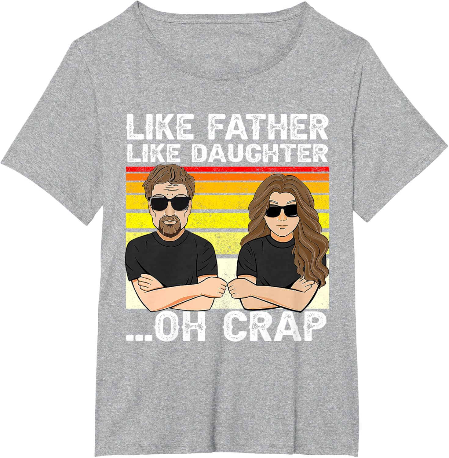 Vintage Retro Dad and Daughter Family Matching Tee - Like Father Like Daughter Oh Crap - Funny Fathers Day T-Shirt - Black - Women's - Small - Short Sleeve - Cotton 100%